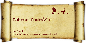 Mahrer András névjegykártya